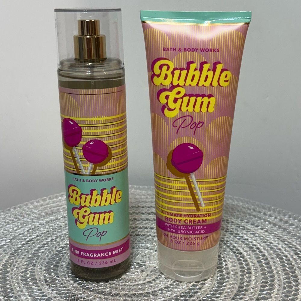 BBW Bubblegum Pop Fragrance Mist and Body Cream Set of 2 NWT